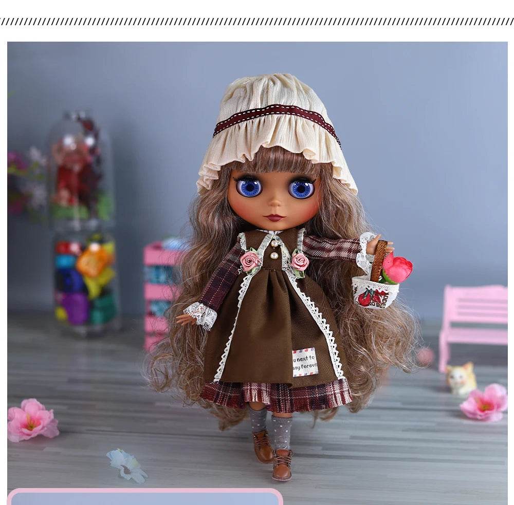 ICY DBS Blyth Doll 1/6 Joint 30cm Black Skin Matte Face Fashion Set Doll BJD Toy Gift - ToylandEU