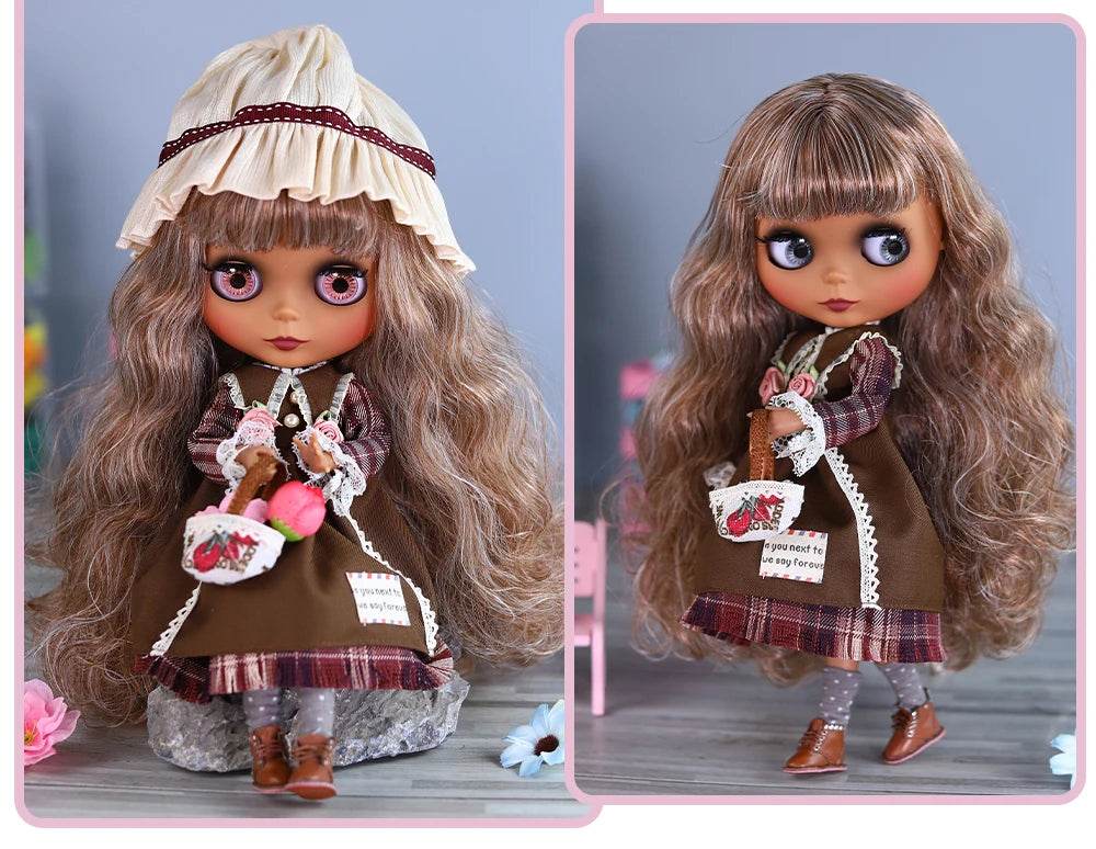 ICY DBS Blyth Doll 1/6 Joint 30cm Black Skin Matte Face Fashion Set Doll BJD Toy Gift - ToylandEU