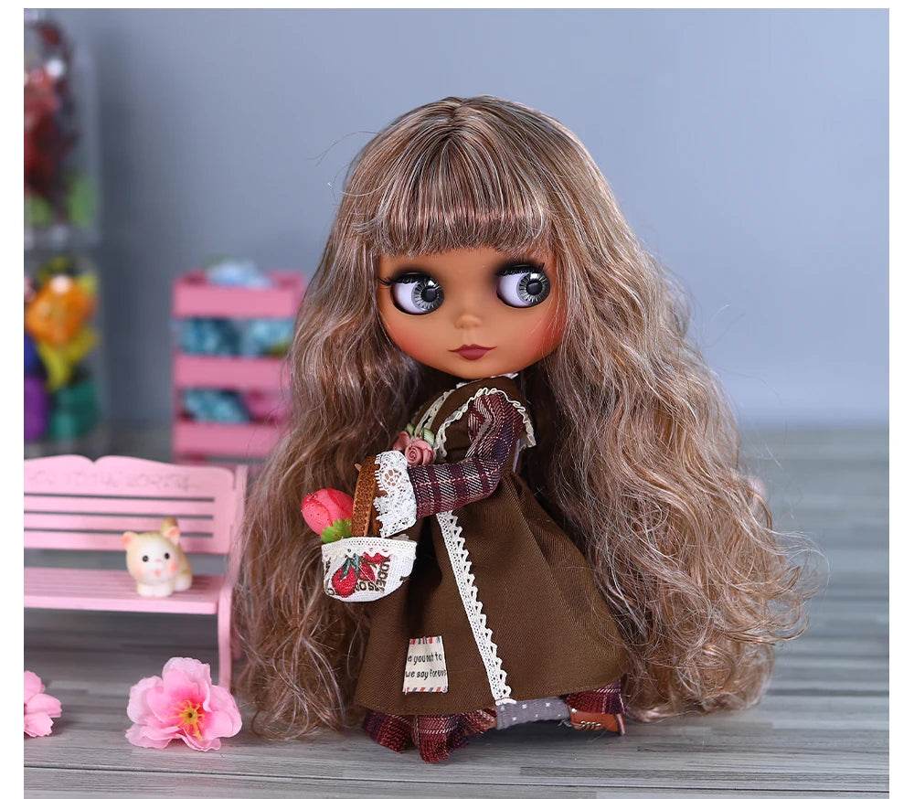 ICY DBS Blyth Doll 1/6 Joint 30cm Black Skin Matte Face Fashion Set Doll BJD Toy Gift - ToylandEU