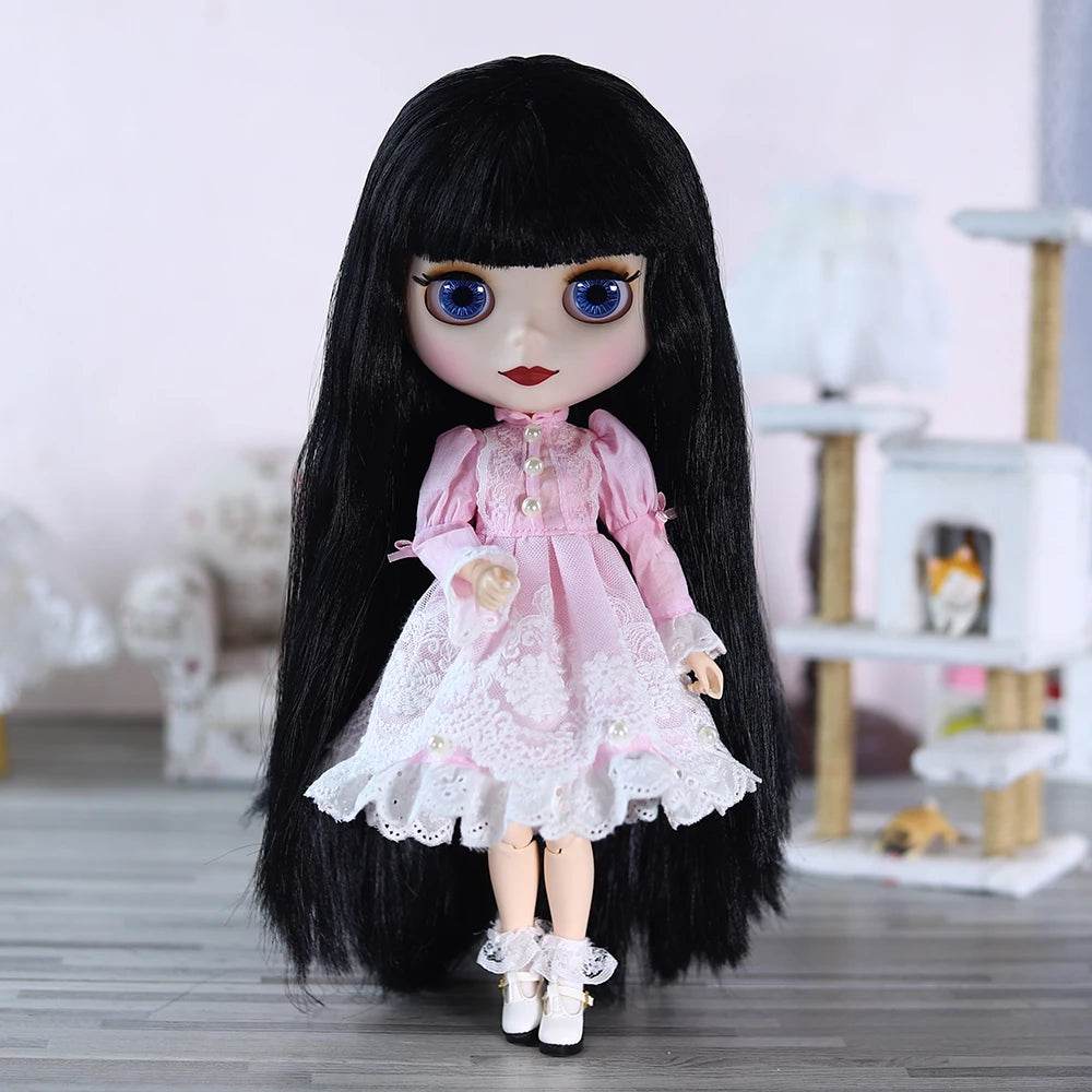 ICY DBS Blyth Doll 1/6 Joint 30cm White Skin Black Hair Set Doll BJD Toy - ToylandEU