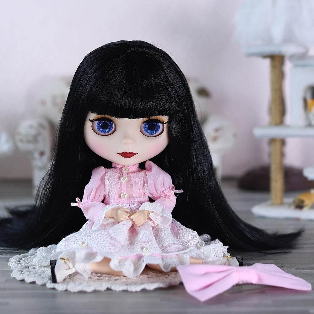 ICY DBS Blyth Doll 1/6 Joint 30cm White Skin Black Hair Set Doll BJD Toy - ToylandEU