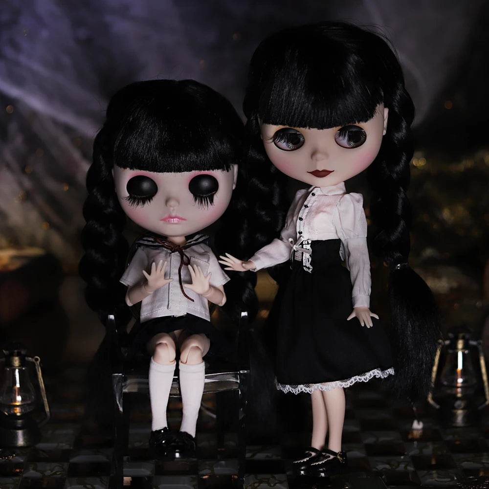 ICY DBS Blyth Doll 1/6 Joint Body 30cm Black Hair Black Eyelids Fashion Gift - ToylandEU
