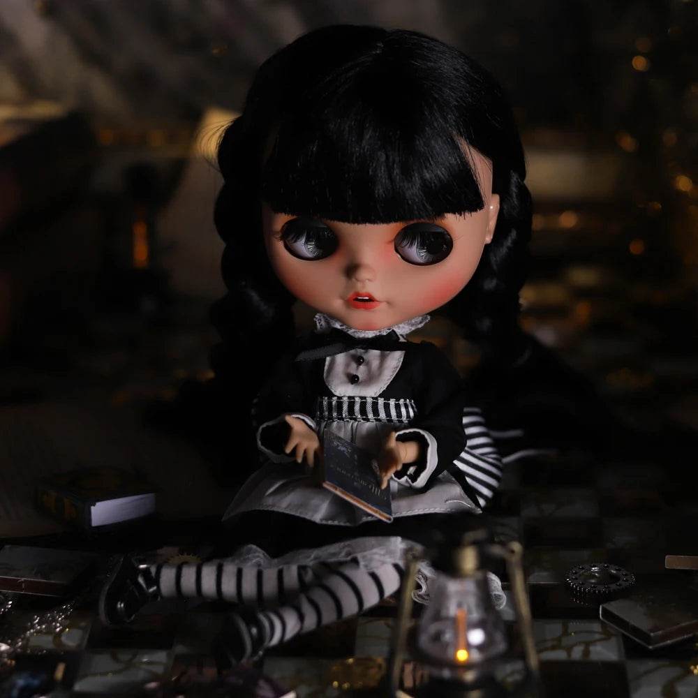 ICY DBS Blyth Doll 1/6 Joint Body 30cm Black Hair Black Eyelids Fashion Gift - ToylandEU