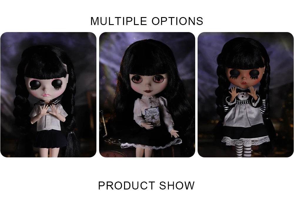 ICY DBS Blyth Doll 1/6 Joint Body 30cm Black Hair Black Eyelids Fashion Gift - ToylandEU