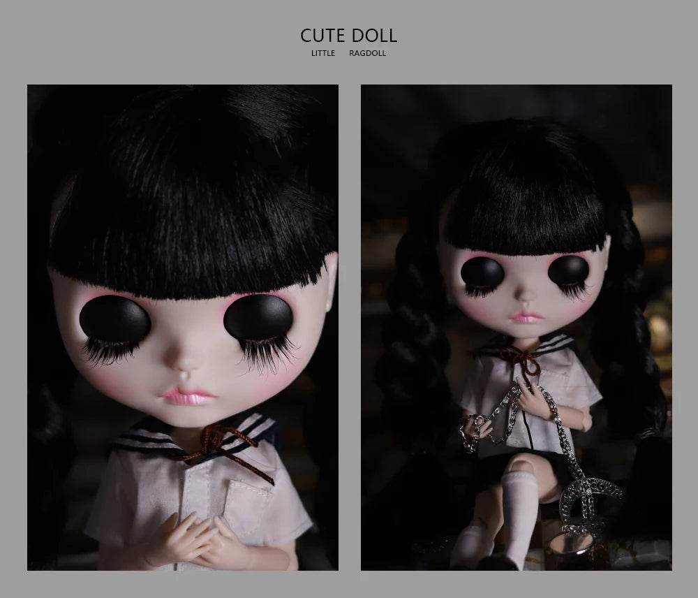 ICY DBS Blyth Doll 1/6 Joint Body 30cm Black Hair Black Eyelids Fashion Gift - ToylandEU