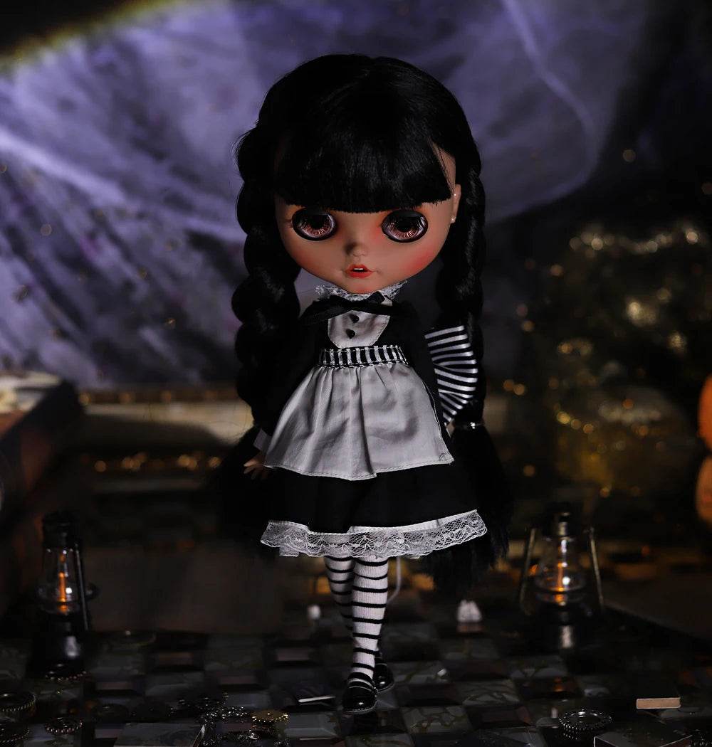 ICY DBS Blyth Doll 1/6 Joint Body 30cm Black Hair Black Eyelids Fashion Gift - ToylandEU