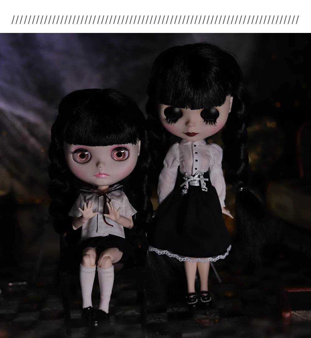 ICY DBS Blyth Doll 1/6 Joint Body 30cm Black Hair Black Eyelids Fashion Gift - ToylandEU
