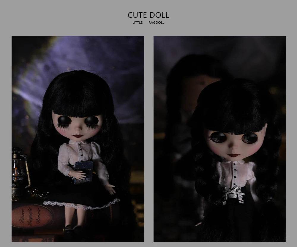 ICY DBS Blyth Doll 1/6 Joint Body 30cm Black Hair Black Eyelids Fashion Gift - ToylandEU