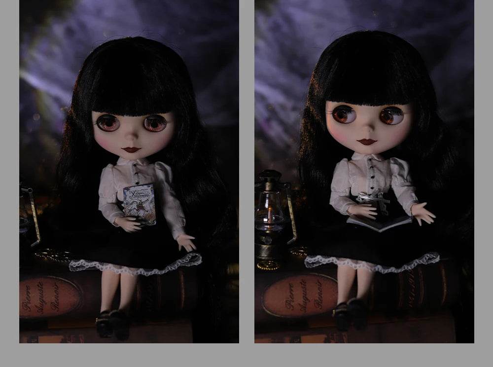 ICY DBS Blyth Doll 1/6 Joint Body 30cm Black Hair Black Eyelids Fashion Gift - ToylandEU