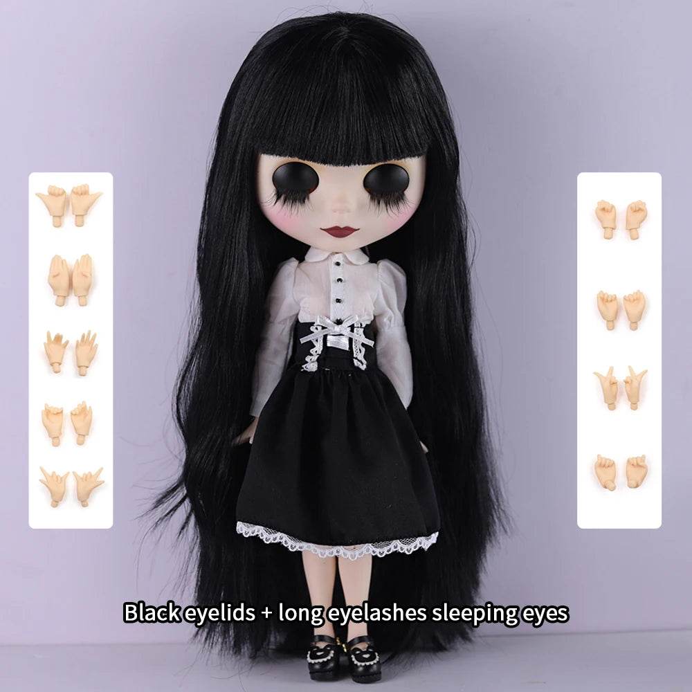 ICY DBS Blyth Doll 1/6 Joint Body 30cm Black Hair Black Eyelids Fashion Gift - ToylandEU