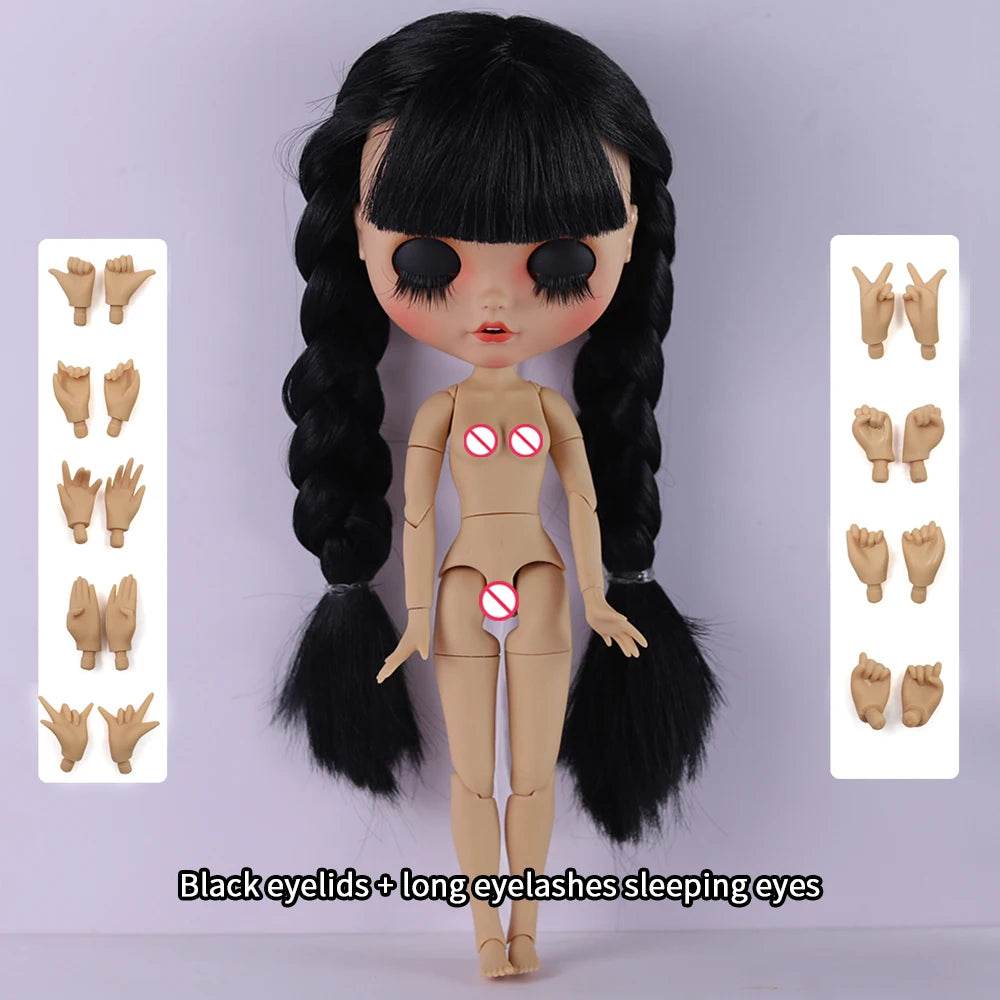 ICY DBS Blyth Doll 1/6 Joint Body 30cm Black Hair Black Eyelids Fashion Gift - ToylandEU