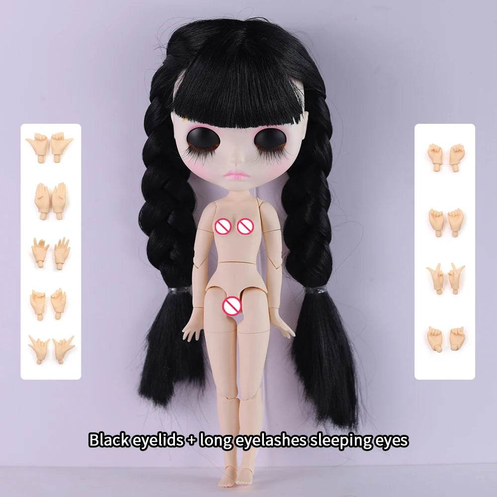 ICY DBS Blyth Doll 1/6 Joint Body 30cm Black Hair Black Eyelids Fashion Gift - ToylandEU