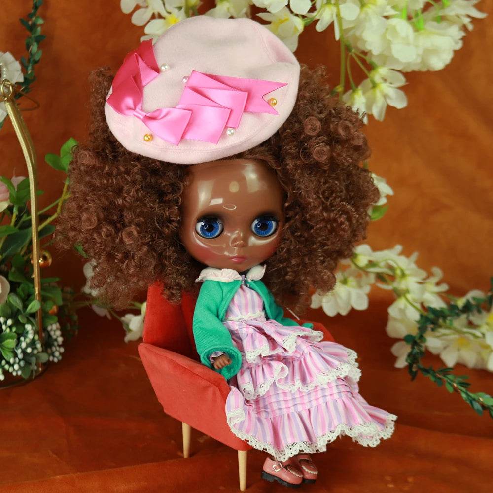 ICY DBS Blyth Doll Afro Curly Hair JOINT Body Super Black Skin 1/6 BJD Neo Ob24 Anime Girl - ToylandEU