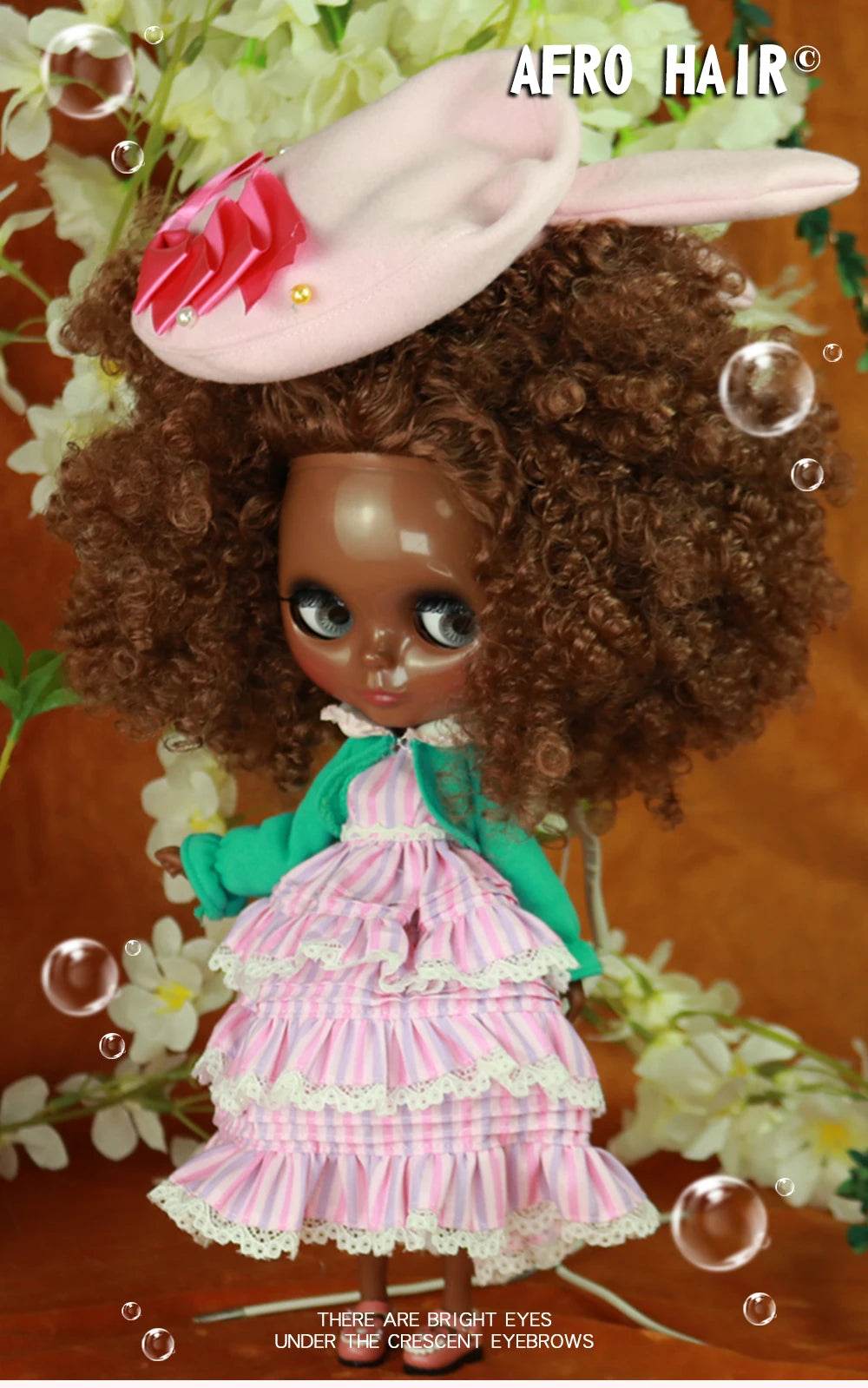 ICY DBS Blyth Doll Afro Curly Hair JOINT Body Super Black Skin 1/6 BJD Neo Ob24 Anime Girl - ToylandEU