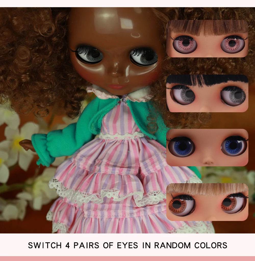 ICY DBS Blyth Doll Afro Curly Hair JOINT Body Super Black Skin 1/6 BJD Neo Ob24 Anime Girl - ToylandEU