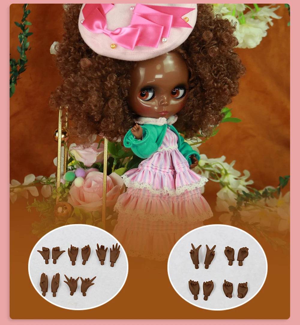 ICY DBS Blyth Doll Afro Curly Hair JOINT Body Super Black Skin 1/6 BJD Neo Ob24 Anime Girl - ToylandEU