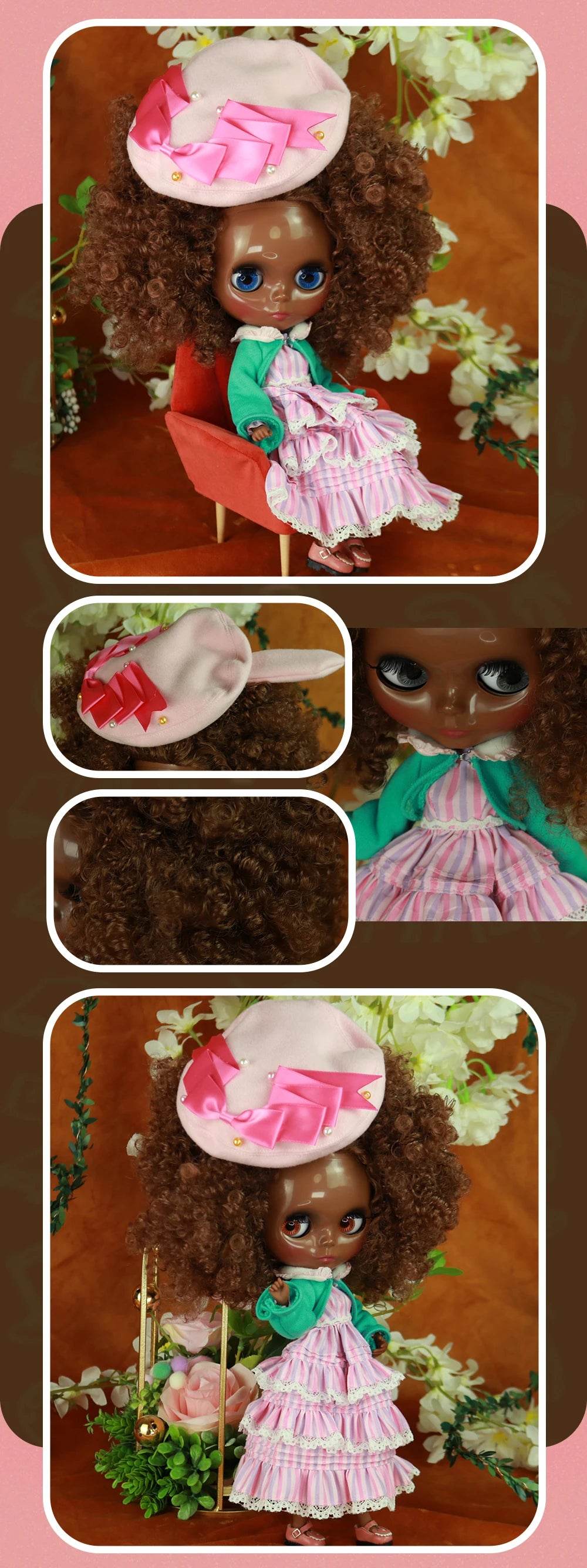ICY DBS Blyth Doll Afro Curly Hair JOINT Body Super Black Skin 1/6 BJD Neo Ob24 Anime Girl - ToylandEU