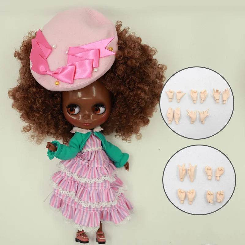ICY DBS Blyth Doll Afro Curly Hair JOINT Body Super Black Skin 1/6 BJD Neo Ob24 Anime Girl - ToylandEU