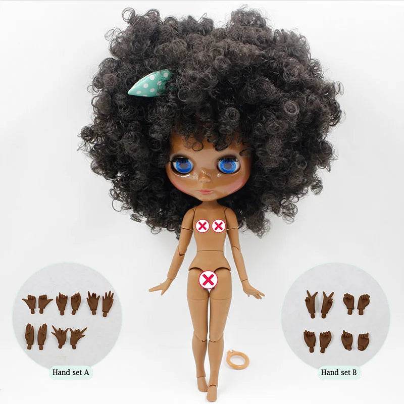ICY DBS Blyth Doll Afro Curly Hair JOINT Body Super Black Skin 1/6 BJD Neo Ob24 Anime Girl - ToylandEU