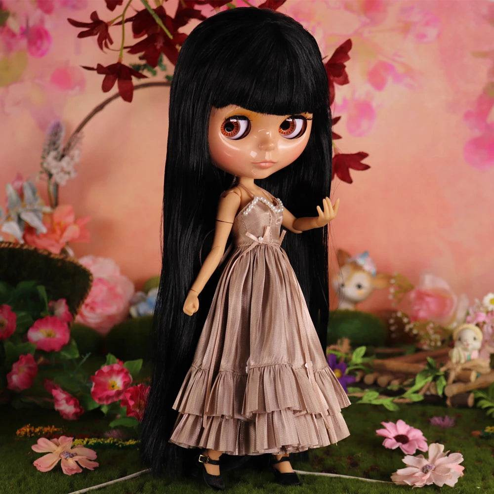ICY DBS Blyth Doll Black Hair JOINT Body Tan Skin 1/6 BJD Neo Ob24 Anime Girl - ToylandEU