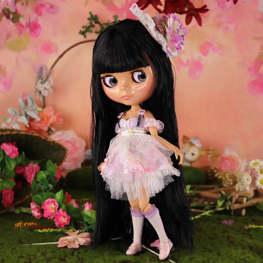 ICY DBS Blyth Doll Black Hair JOINT Body Tan Skin 1/6 BJD Neo Ob24 Anime Girl - ToylandEU