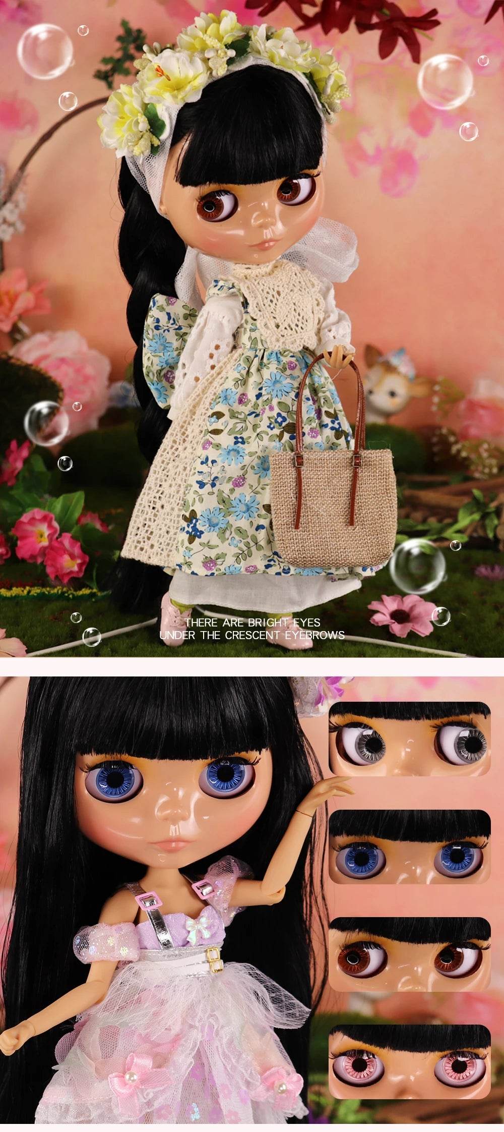 ICY DBS Blyth Doll Black Hair JOINT Body Tan Skin 1/6 BJD Neo Ob24 Anime Girl - ToylandEU