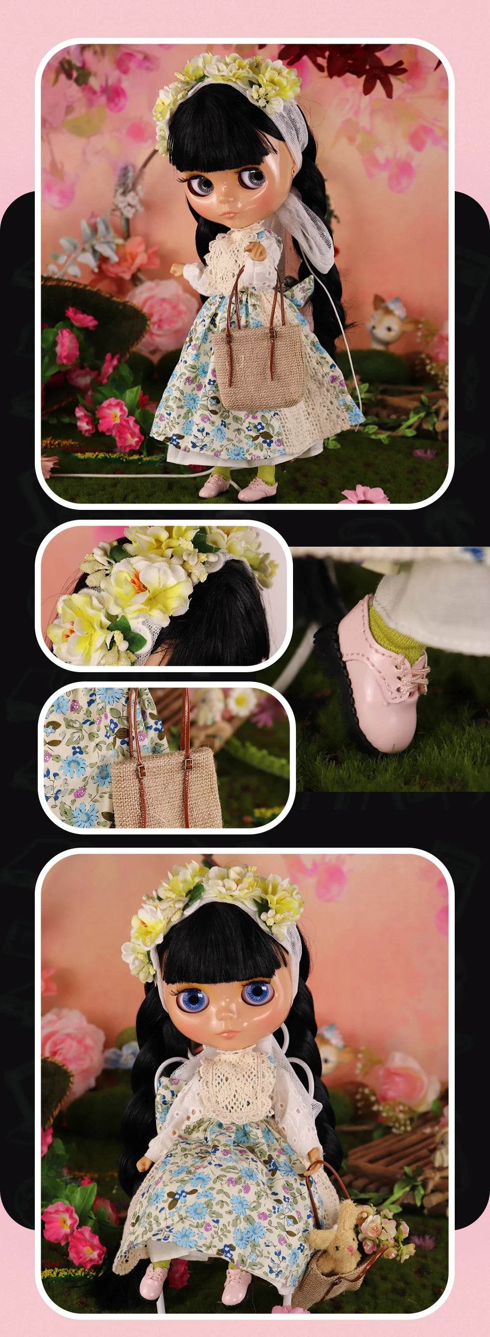 ICY DBS Blyth Doll Black Hair JOINT Body Tan Skin 1/6 BJD Neo Ob24 Anime Girl - ToylandEU