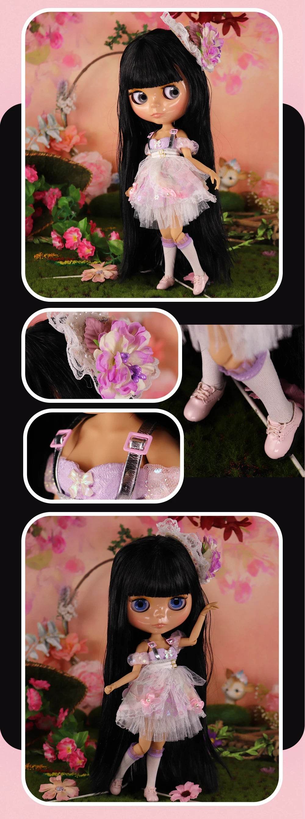 ICY DBS Blyth Doll Black Hair JOINT Body Tan Skin 1/6 BJD Neo Ob24 Anime Girl - ToylandEU