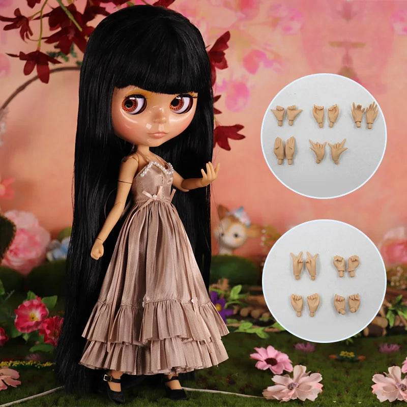 ICY DBS Blyth Doll Black Hair JOINT Body Tan Skin 1/6 BJD Neo Ob24 Anime Girl - ToylandEU