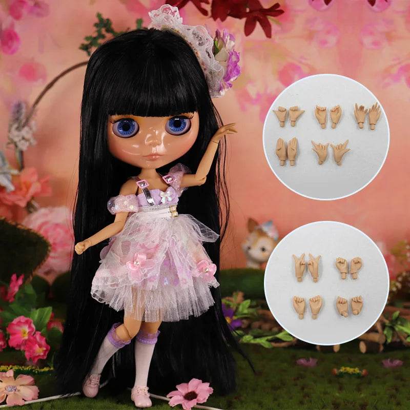 ICY DBS Blyth Doll Black Hair JOINT Body Tan Skin 1/6 BJD Neo Ob24 Anime Girl - ToylandEU