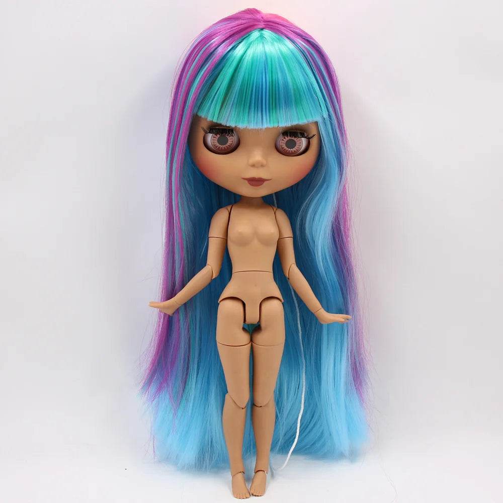 ICY DBS Blyth Doll No.BL7color Colorful Rainbow Hair Black Matte Face 1/6 BJD Anime Girl - ToylandEU