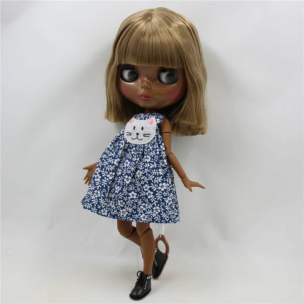 ICY DBS Blyth Doll Super Black Skin Joint Body Shiny Face 30cm Anime Nude Doll Girls Gift - ToylandEU