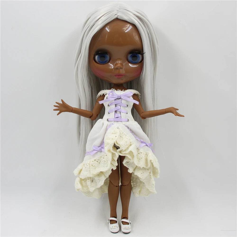 ICY DBS Blyth Doll Super Black Skin Joint Body Shiny Face 30cm Anime Nude Doll Girls Gift - ToylandEU