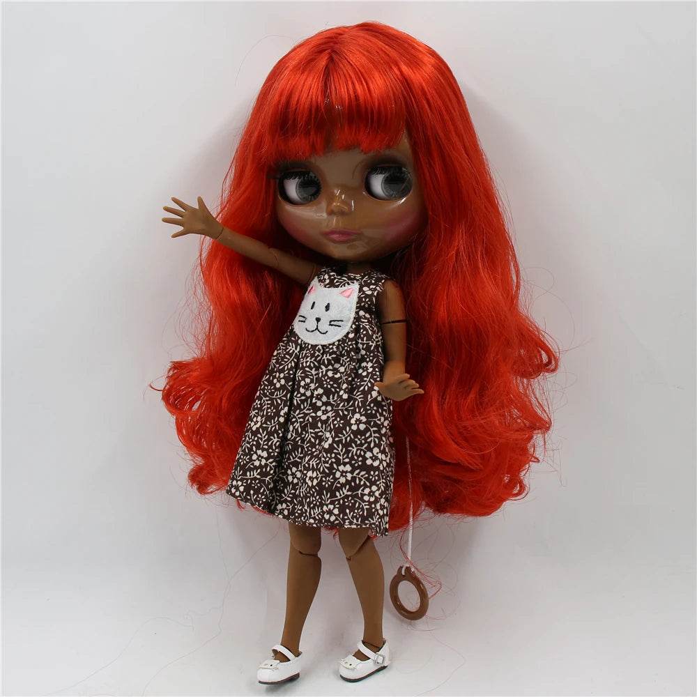 ICY DBS Blyth Doll Super Black Skin Joint Body Shiny Face 30cm Anime Nude Doll Girls Gift - ToylandEU