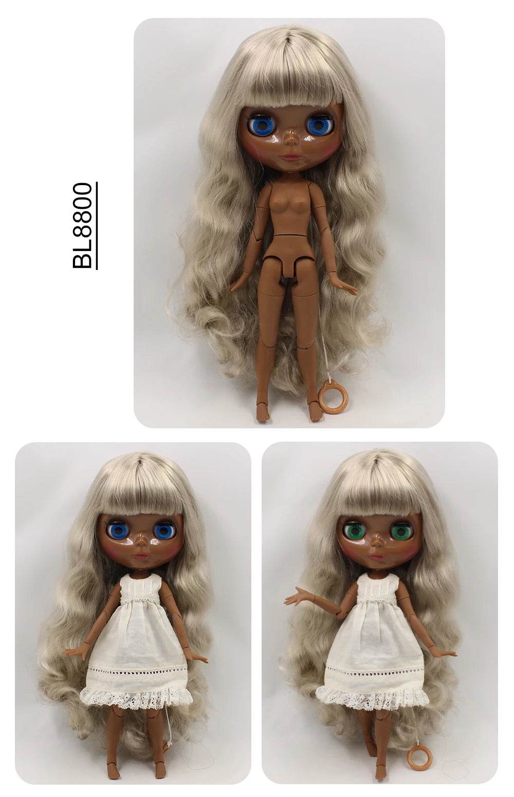 ICY DBS Blyth Doll Super Black Skin Joint Body Shiny Face 30cm Anime Nude Doll Girls Gift - ToylandEU