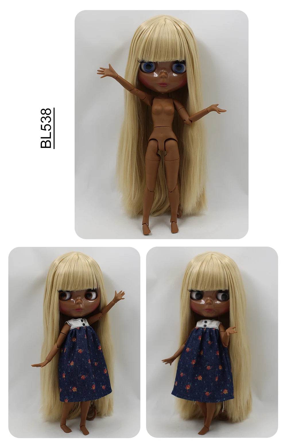 ICY DBS Blyth Doll Super Black Skin Joint Body Shiny Face 30cm Anime Nude Doll Girls Gift - ToylandEU