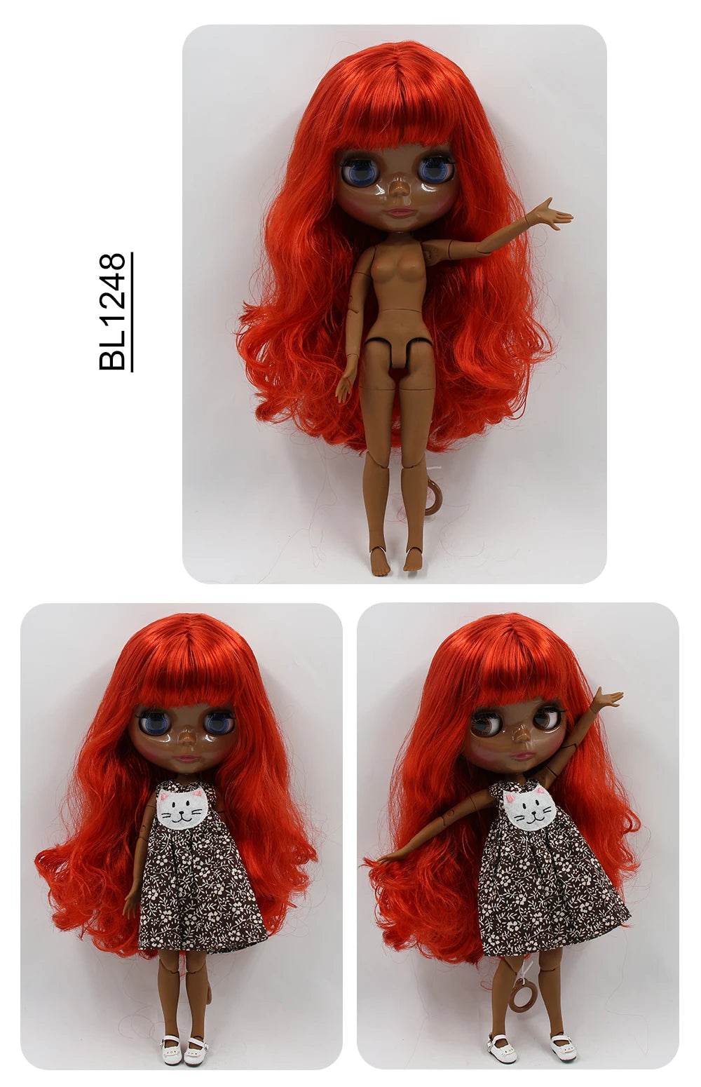 ICY DBS Blyth Doll Super Black Skin Joint Body Shiny Face 30cm Anime Nude Doll Girls Gift - ToylandEU