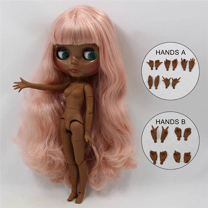 ICY DBS Blyth Doll Super Black Skin Joint Body Shiny Face 30cm Anime Nude Doll Girls Gift - ToylandEU