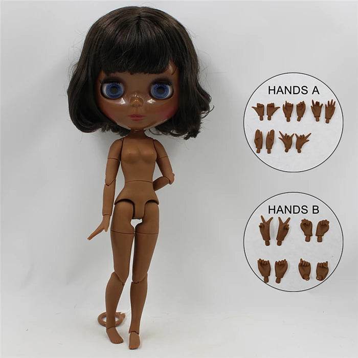 ICY DBS Blyth Doll Super Black Skin Joint Body Shiny Face 30cm Anime Nude Doll Girls Gift - ToylandEU