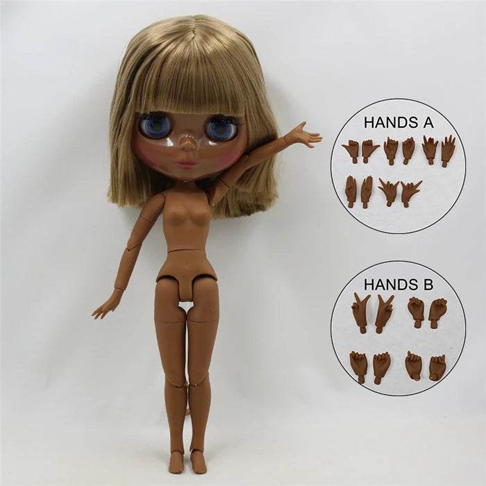 ICY DBS Blyth Doll Super Black Skin Joint Body Shiny Face 30cm Anime Nude Doll Girls Gift - ToylandEU