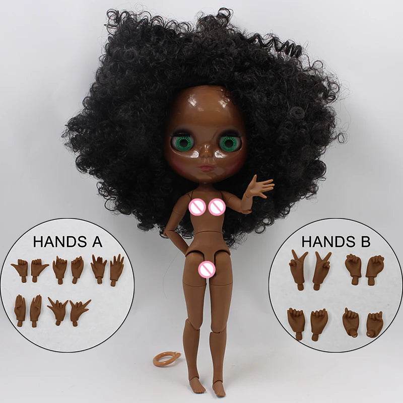 ICY DBS Blyth Doll Super Black Skin Joint Body Shiny Face 30cm Anime Nude Doll Girls Gift - ToylandEU