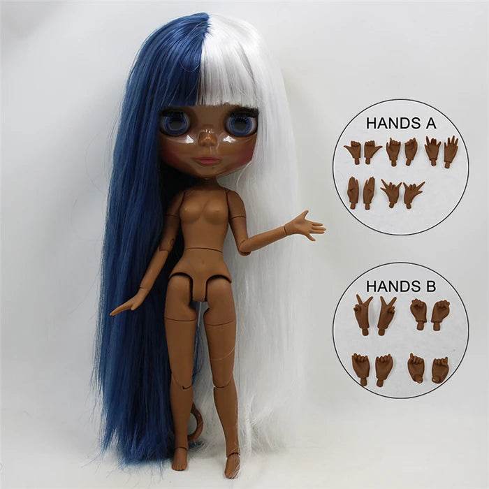 ICY DBS Blyth Doll Super Black Skin Joint Body Shiny Face 30cm Anime Nude Doll Girls Gift - ToylandEU