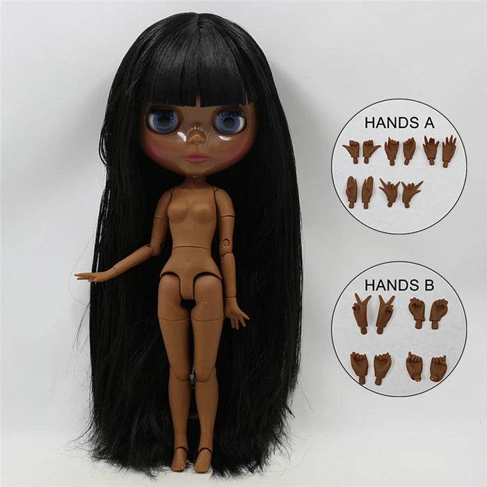 ICY DBS Blyth Doll Super Black Skin Joint Body Shiny Face 30cm Anime Nude Doll Girls Gift - ToylandEU