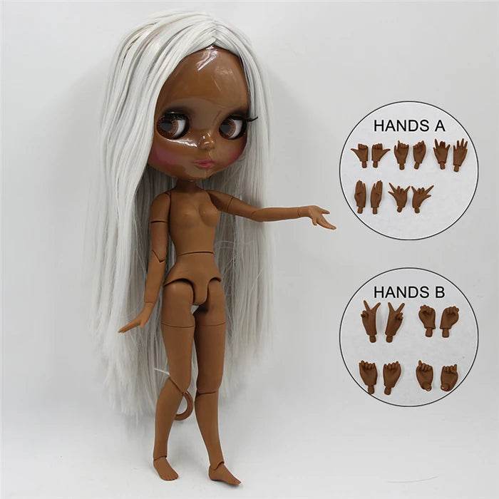 ICY DBS Blyth Doll Super Black Skin Joint Body Shiny Face 30cm Anime Nude Doll Girls Gift - ToylandEU