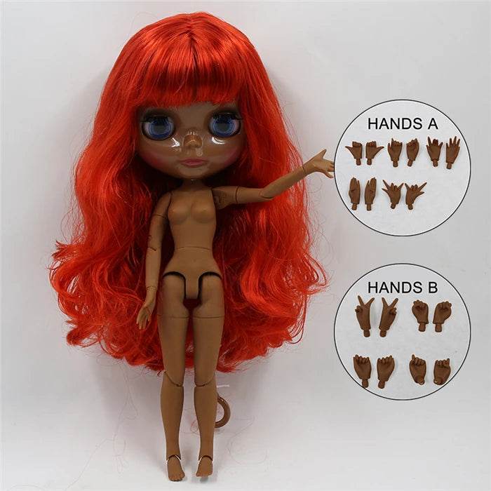 ICY DBS Blyth Doll Super Black Skin Joint Body Shiny Face 30cm Anime Nude Doll Girls Gift - ToylandEU