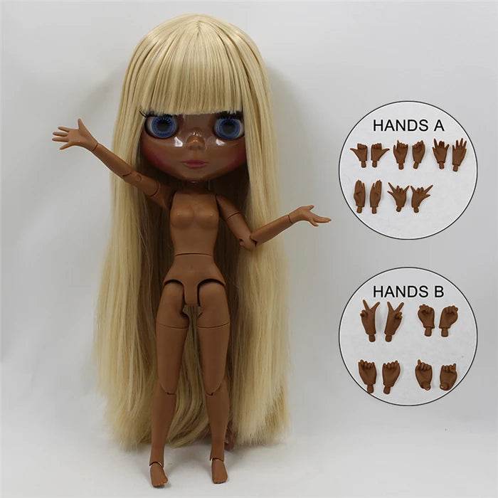 ICY DBS Blyth Doll Super Black Skin Joint Body Shiny Face 30cm Anime Nude Doll Girls Gift - ToylandEU