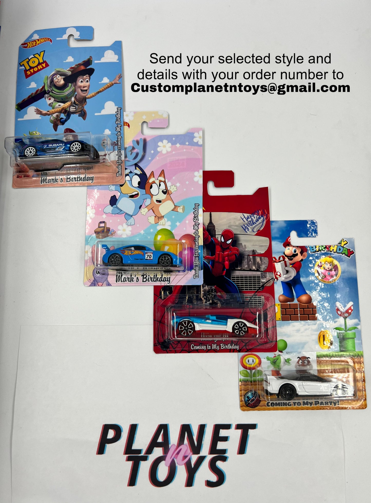 Personalized Custom Hot Wheels Party Favors Assorted Cars