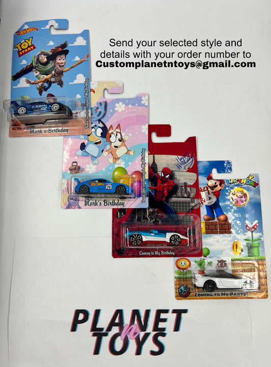 Personalized Custom Hot Wheels Party Favors Assorted Cars