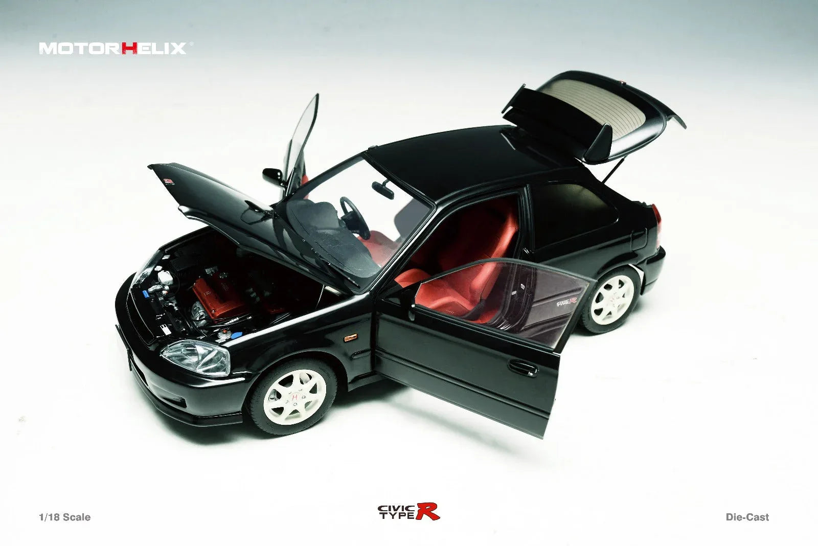MOTORHELIX Honda Civic Type-R EK9-120 BLACK Fully Openable 1:18 - ToylandEU