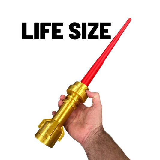 Life-Size Emperor-Style Brick Blade | Gold Finish | Retractable Red Blade | B3 Customs